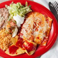 3 Enchiladas Plate · 3 cheese or chicken enchiladas, choice of red or green salsa, melted jack and cheddar cheese...