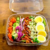 Cobb Salad · Tomato, Cucumber, Red Onion, Bacon, Hard Boiled Egg, Blue Cheese