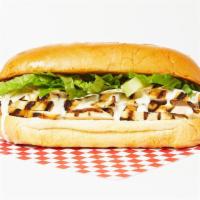 Chicken Caesar · Grilled chicken with romaine, caesar dressing, and parmesan on a hoagie roll.