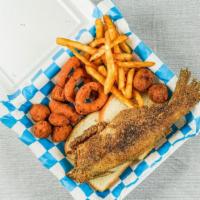 Whole Catfish Dinner  · Served with your choice of white bread or 2 hush puppies coleslaw 2 sides or condiments.