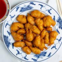 Sweet And Sour Chicken · Served with white rice.