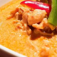 Panang Curry · Your choice of chicken, beef, tofu, or shrimp and bell pepper in our creamy coconut panang c...
