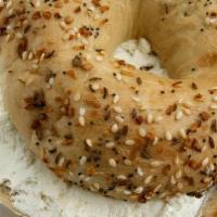 Bagel With Cream Cheese · Choice of a toasted plain bagel or everything bagel. Topped with regular cream cheese.