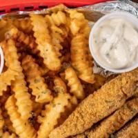 Catfish Strips Basket · Catfish strips served with your choice of fries