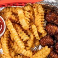 Boneless Wings · Ten southern fried chicken bites with your choice of flavors, served with your choice of fries