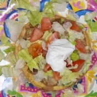 Sopes · Masa harina (ground corn flour) deep-fried and topped with beans, your choice of meat, lettu...