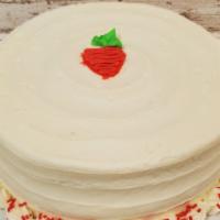 Strawberry Cream Cheese · Strawberry cake with strawberry filling between the layers, and cream cheese icing on top of...