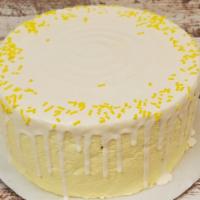 Lemon · Lemon cake with lemon buttercream icing, topped with a lemon candy.