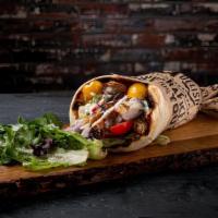 Chicken Gyro · Grilled chicken, shredded lettuce, sliced red onions, tomatoes topped with our tztatziki sau...