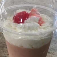 Strawberry Banana · Strawberry Banana Smoothie Mix,  Strawberry Puree
Toppings: Whip Cream, Cherrie