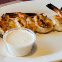 Firecracker Shrimp · Jumbo shrimp, seasoned then grilled. Served on a skewer and diablo dipping sauce.