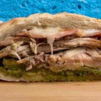Nellie'S Cubano · Shredded pork, in-bone ham, Swiss cheese, pickles, garlic cilantro dressing. All sandwiches ...