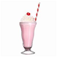 Amerial Earhart (Strawberry) Boba Shake · Tart and sweet strawberries and strawberry ice cream shake with your choice of Boba, topped ...