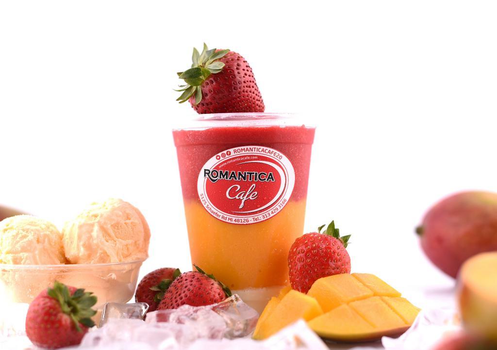 Cool  · Vanilla ice cream, mango & strawberry.