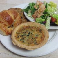 Spinach Quiche · Comes with a french roll and a side of soup or salad.