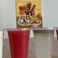 Natural Fruit Waters / Aguas Frescas · Horchata, chia lime, passion fruit/pineapple, strawberry/watermelon