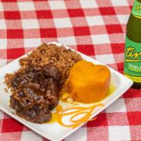 Oxtail · Comes with rice and beans and any two other sides of your choosing.