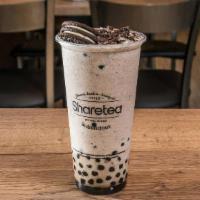 Oreo Ice Blended With Pearl · Ice cold drink with Hokkaido flavor with pearls, creamy and sweet blended with Oreo cookies.