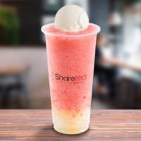 Strawberry Ice Blended With Lychee Jelly & Ice Cream · Strawberry flavored, with a mix of delicious taste of lychee and ice cream sweetness.