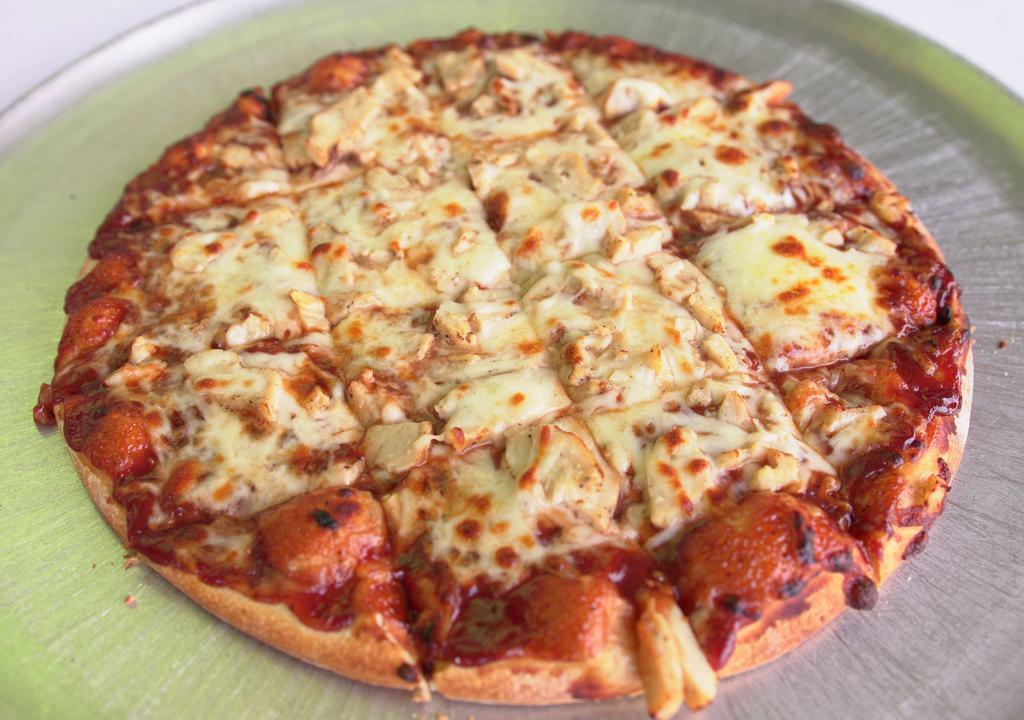 Bbq Chicken Pizza · Made with delicious BBQ sauce and chicken.
