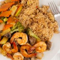 Steak & Shrimp Hibachi · Served with hibachi vegetables, fried rice. or steamed rice and 1 side of yum yum sauce.