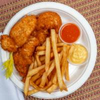 Chicken Tenders · Served with honey mustard or honey BBQ sauce.