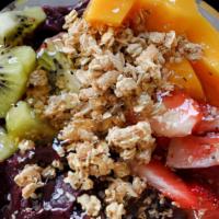 Five Points Bowl · Our 100% Premium Organic Soft Serve Acai is topped with: granola, mango, strawberry, kiwi, a...