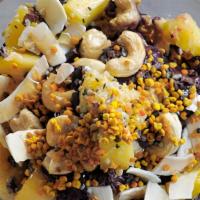 Malibu Bowl · Our 100% Premium Organic Soft Serve Acai is topped with: Pineapple, cashews, cacao nibs, bee...