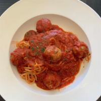Spaghetti & Meatballs · House-ground local beef meatballs, served with house-made semolina spaghetti and gravy