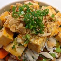 Veggie Lover · Tamari Tofu, Avocado, Edamame, Chick Peas, Carrots, Seaweed Salad, Scallions, Sesame seed, F...