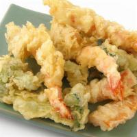 Shrimp Vegetable Tempura-Small Plate · Tempura shrimp and assorted tempura vegetables served with a tempura dipping sauce.
