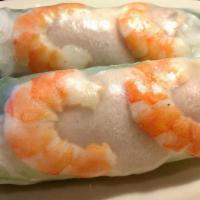 Vietnamese Spring Rolls (2) · Fresh rice paper rolls filled with shrimp, pork, lettuce, cucumbers, cilantro, and vermicell...