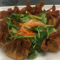  Wontons (6) · Your choice to have them fried or boiled.
Wontons filled with shrimp and pork served with a ...