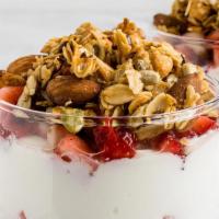 Strawberry Parfit · Low - fat yogurt, fresh strawberries, granola.