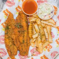 Fish Dinner · Served with tartar sauce, fresh coleslaw & small fries.
