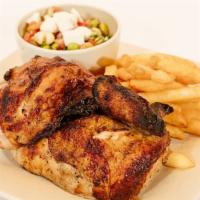 1/2 Chicken With 2 Sides · Farm raised, all natural chicken, marinated in our Peruvian spices and cooked to a golden pe...