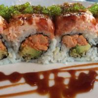 New Orleans Roll · Crawfish, Avocado, & Crunchy Inside, Snow Crab & Spicy Tuna on Top with Wasabi Tobiko & Eel ...