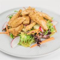 Asian Ginger Chicken · Mixed greens, julienned Asian vegetables, bamboo shoots, and ginger dressing.