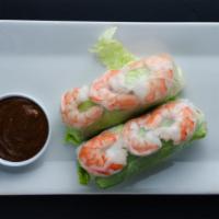 Fresh Shrimp Summer Rolls (Two Pieces) · Mint, cilantro, lettuce, vermicelli, and peanut sauce.