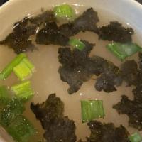 Miso Soup · Soybean base with seaweed tofu and scallions.