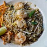 Pad Thai Noodle · sauteed Thai rice noodle with bean sprout, scallion, egg, served with crushed peanut and fre...