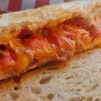 Grilled Tomato & Bacon & Cheddar · Oven Baked Sour Dough Bread, Sliced Cheddar Cheese, Cripsy Bacon.