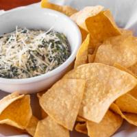 Spinach & Artichoke Dip · Unbelievable cream spinach and artichoke dip topped with freshly grated Parmesan cheese and ...