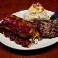 Sirloin & Ribs · Our tender 7-oz center-cut sirloin* teamed up with a full rack of baby back ribs. Served wit...