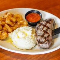Sirloin & Fried Shrimp · This platter is loaded to the max with our juicy 7-oz center-cut grilled sirloin* served wit...