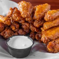 Fried Wings (20) · Lightly breaded, fried, rolled in sauce