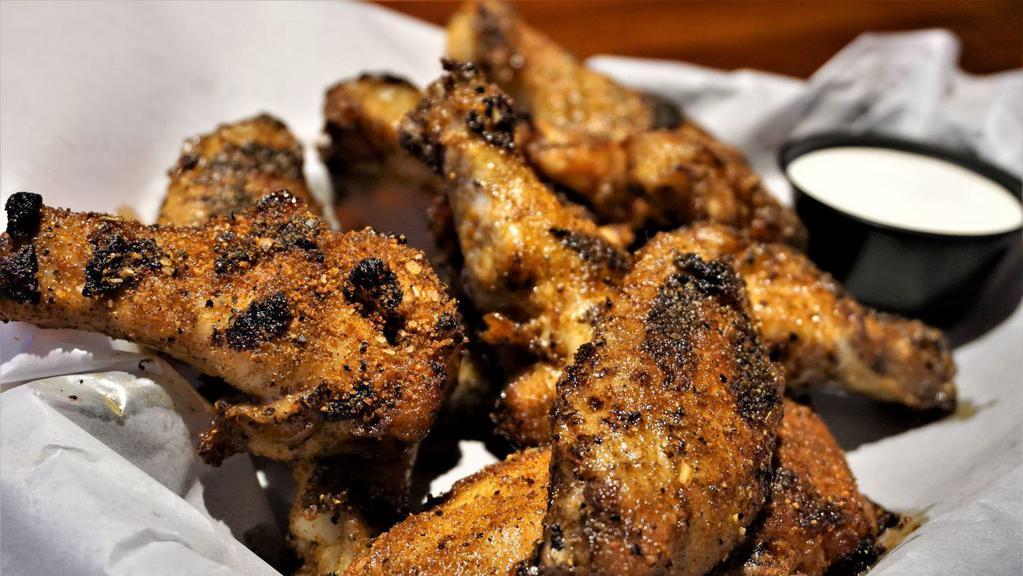 Dry Rub Wings (10) · Seasoned to perfection - no sauce needed