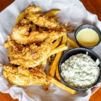 Chicken Tenders Platter · Lightly breaded chicken tenderloins served with honey-mustard. Served with your choice of si...