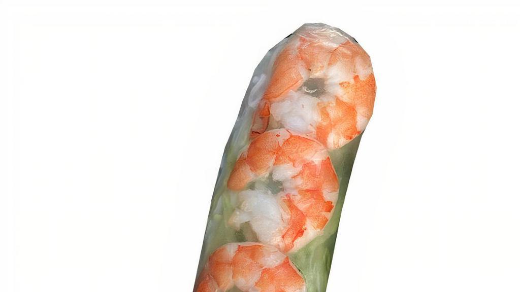 Steamed Shrimp (Gf) Low-Carb · (GF) Freshly wrapped rice paper rolls filled with rice noodles, boiled shrimp, cilantro, cucumber, and fresh herbs. Served with peanut hoisin sauce.