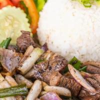 Shaken Beef | Bo Luc Lac · French-inspired Vietnamese dish, consists of Filet Mignon sautée with tomatoes, red onion, p...